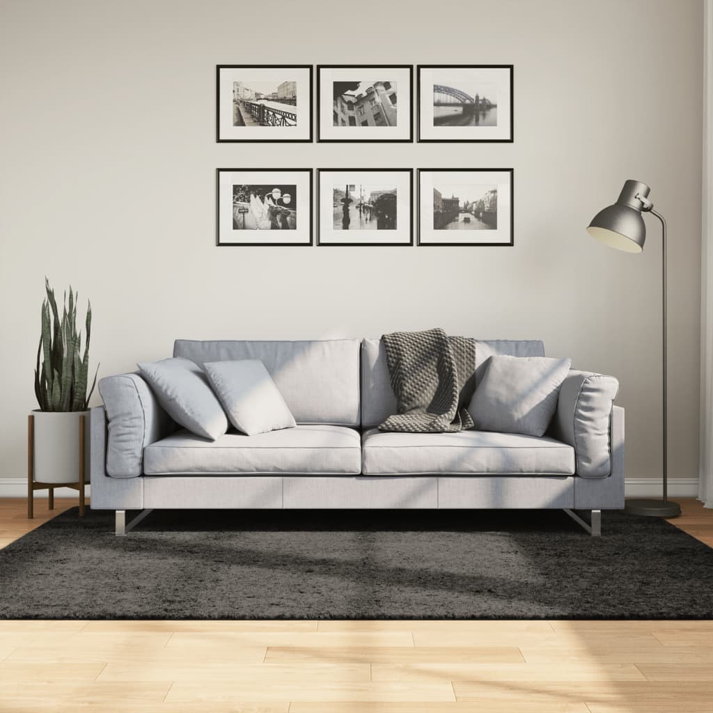 Teppich ISTAN Hochflor Glänzend Anthrazit 100x200 cm