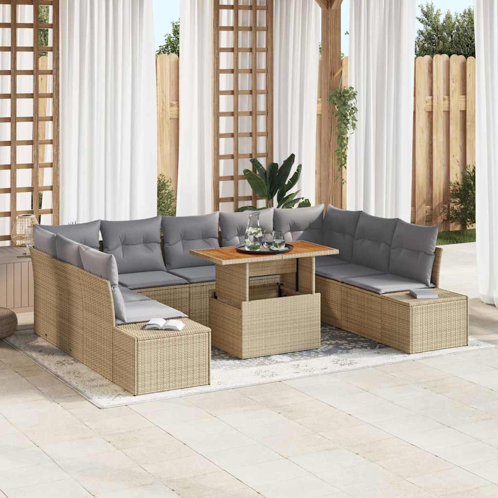 Garten Essgruppe mit Kissen 10 pcs Schwarz und Creme