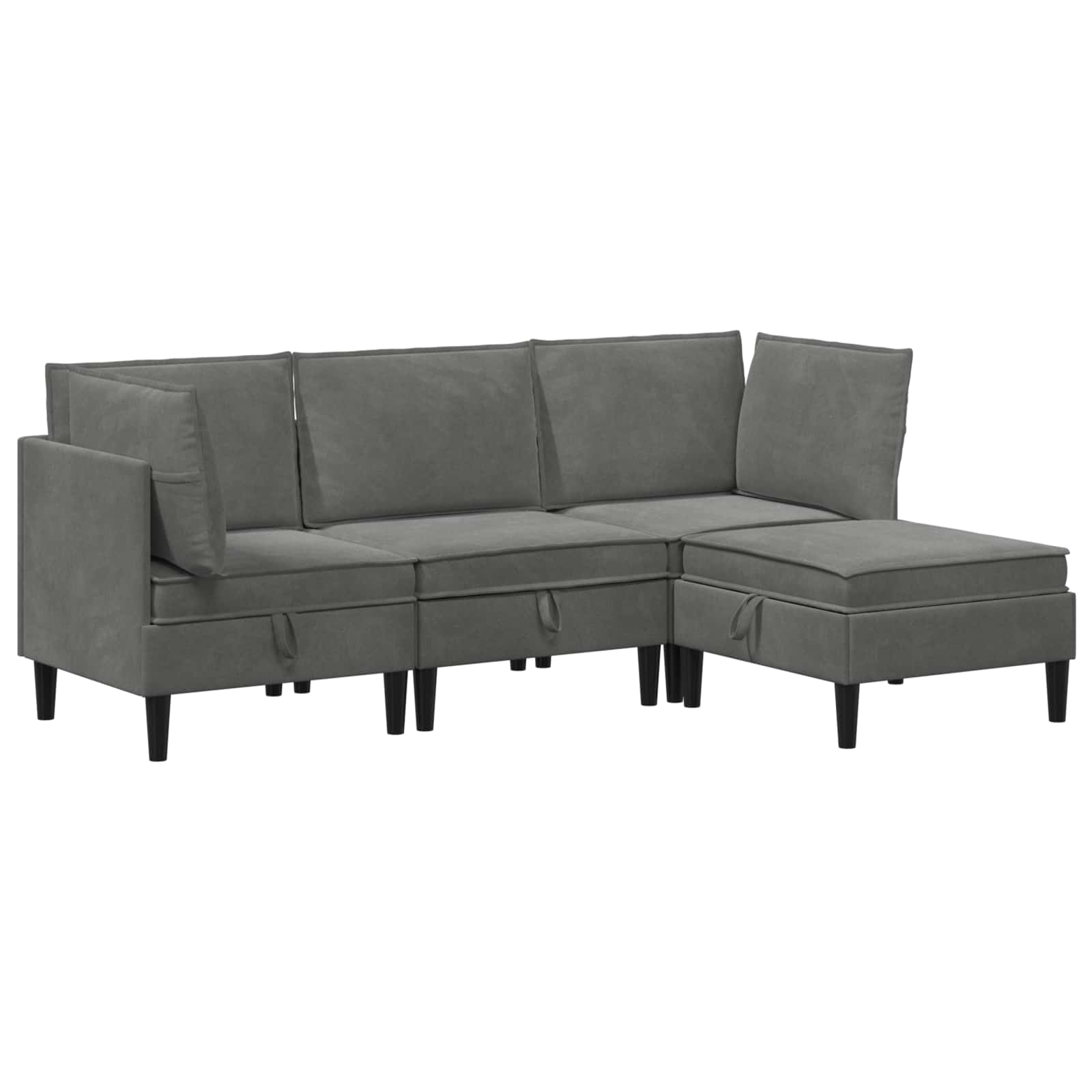 Wohnzimmergarnitur mit Kissen mit Speicher 3 pcs Hellgrau Samt