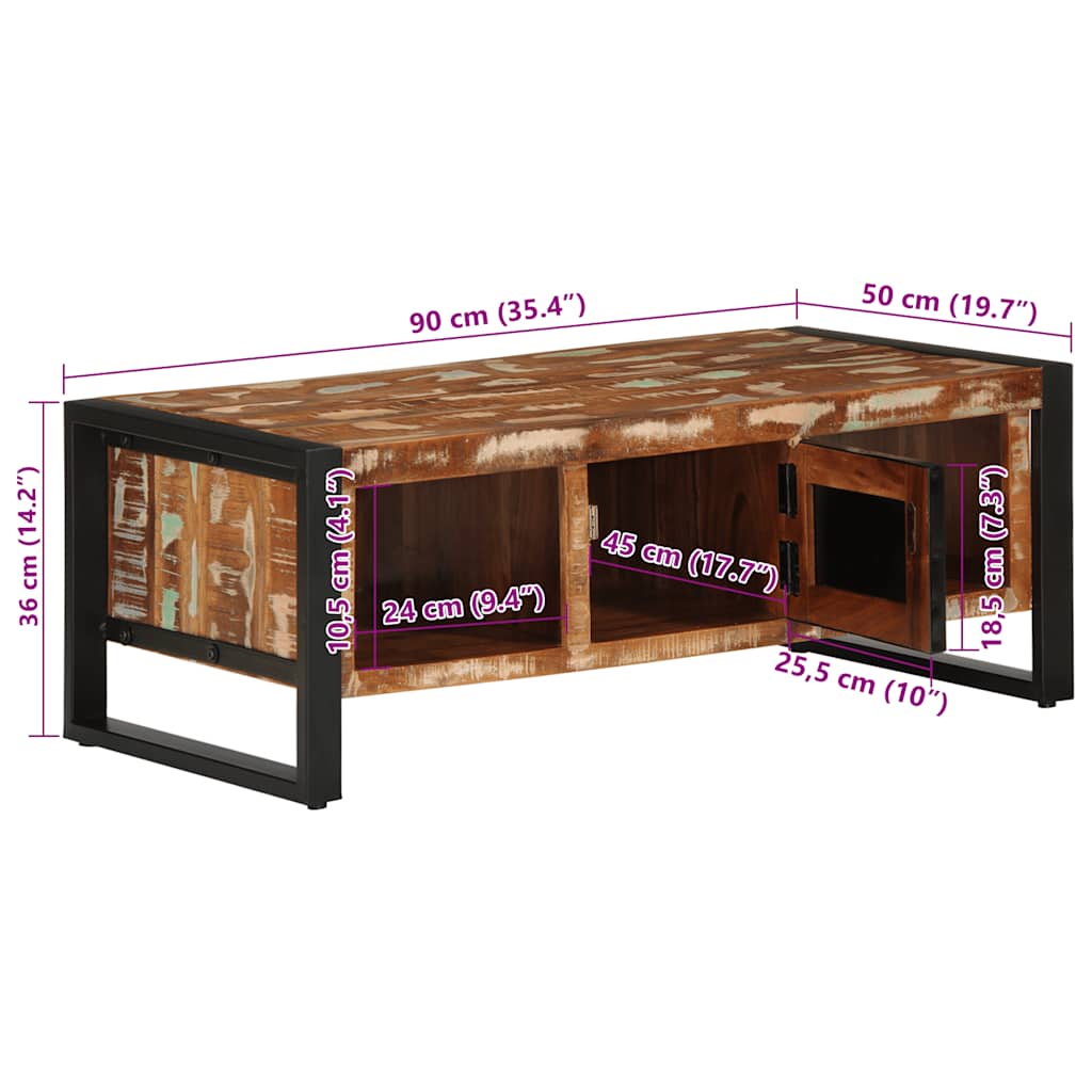 Couchtisch 90x50x36 cm Raues Massivholz Mango