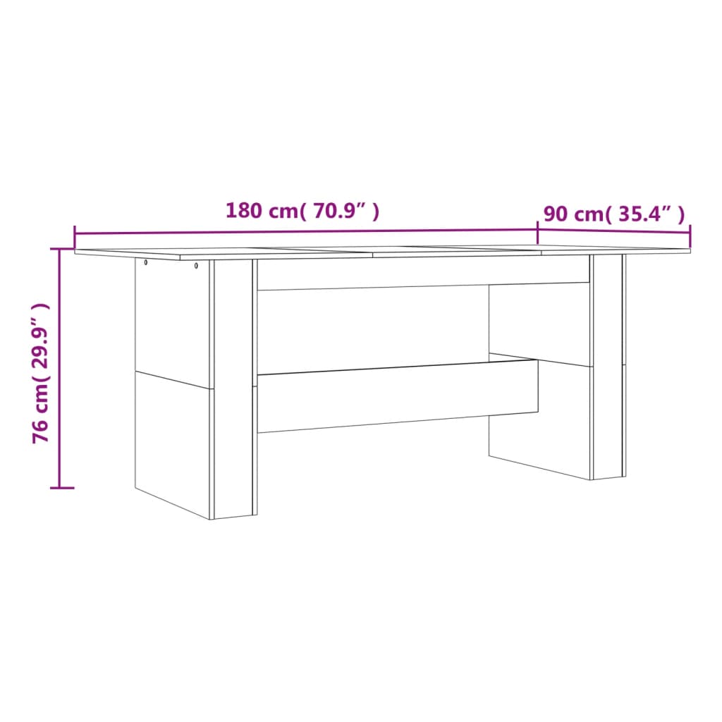 Esstisch Weiß 180x90x76 cm Holzwerkstoff