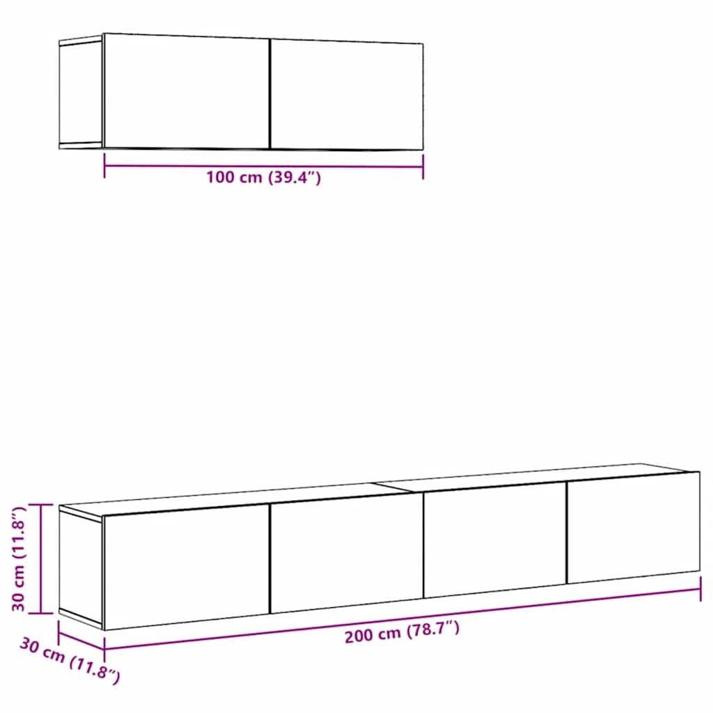 3-tlg. TV-Schrank-Set Weiß Holzwerkstoff