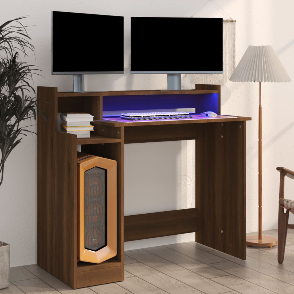 Schreibtisch mit LEDs Weiß 97x45x90 cm Holzwerkstoff
