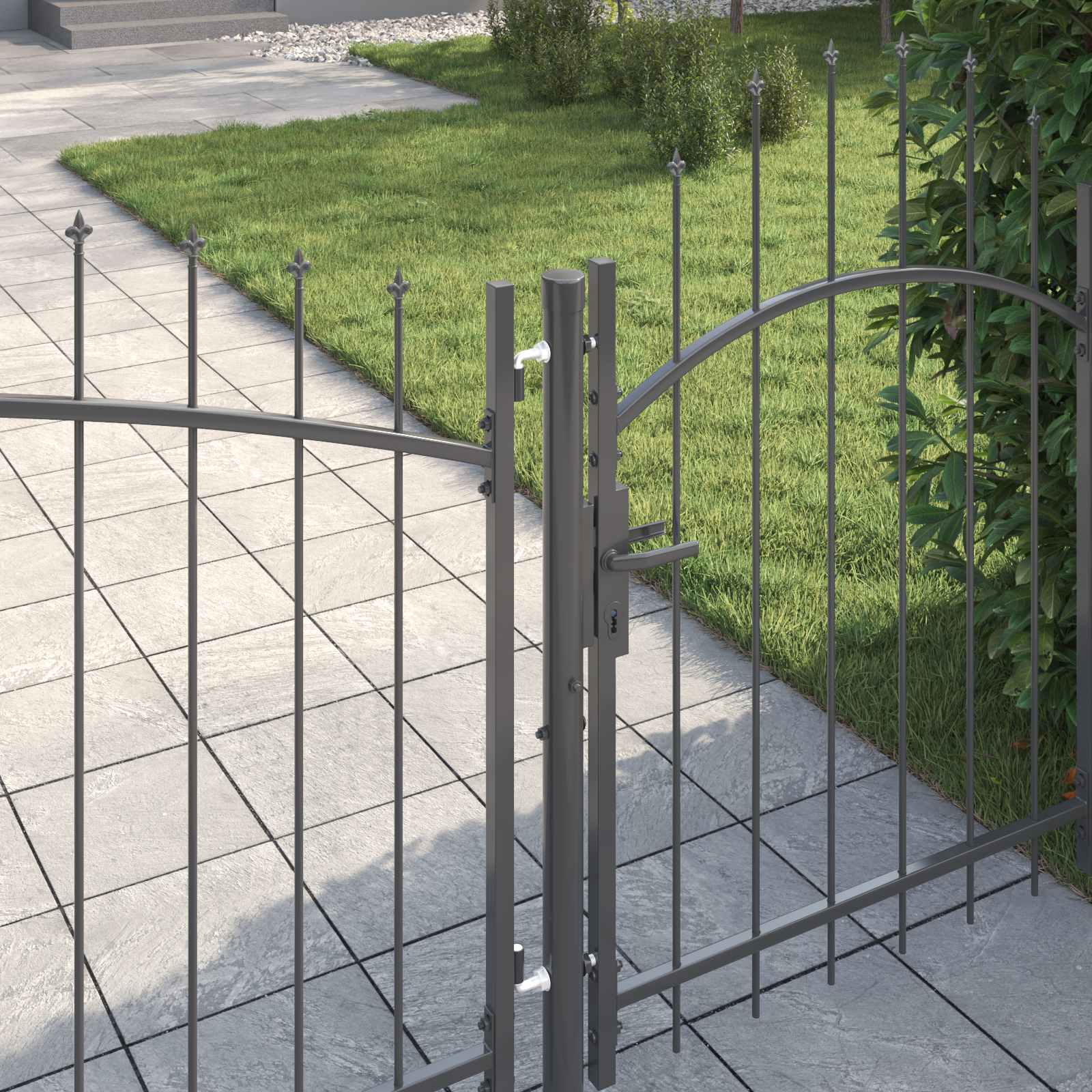 Gartentor Woerden Stahl 1x4 m Schwarz