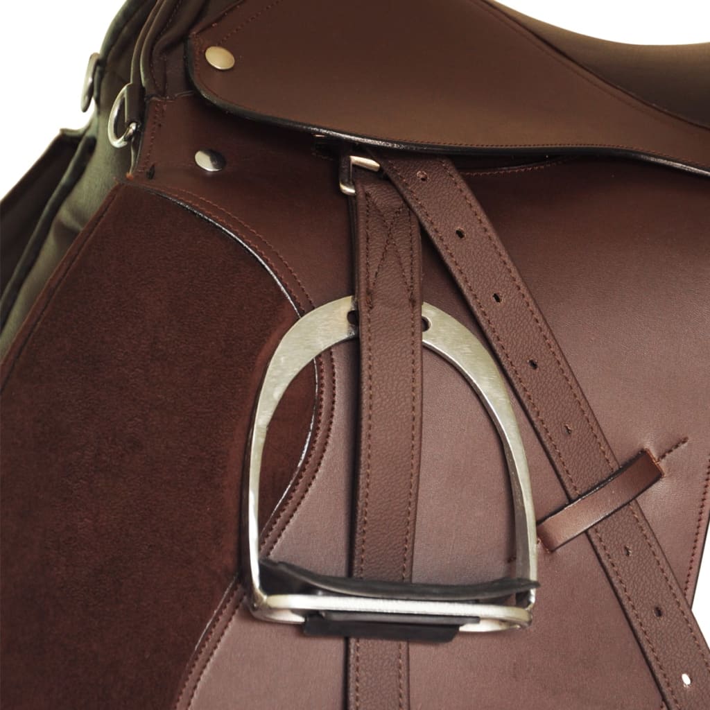 Pferdereiten Sattelset 16" echtes Leder schwarz 14 cm 5-in-1
