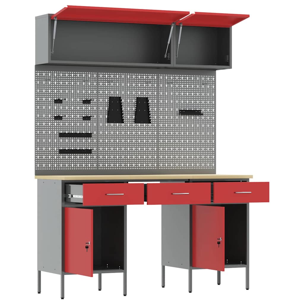 Arbeitsschrankset mit Schubladen mit Regal 8 pcs Grau