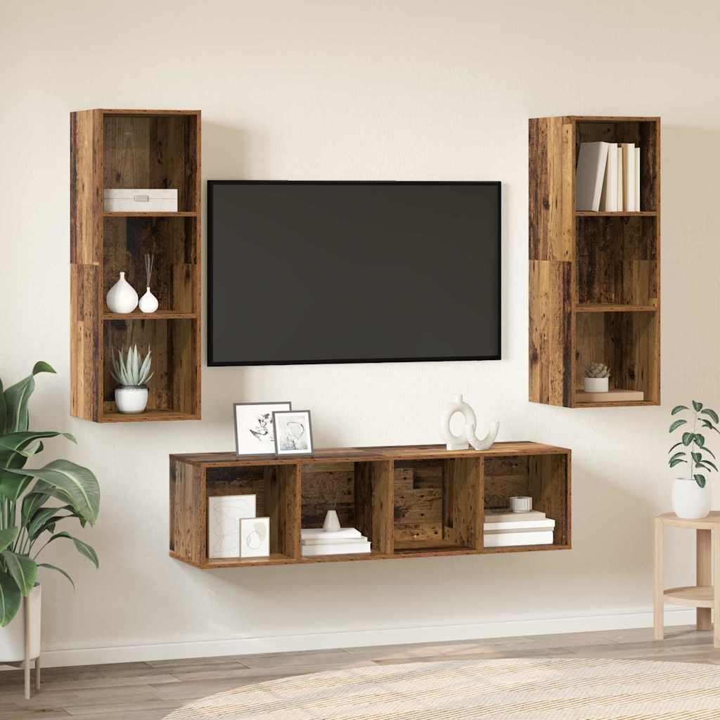 3-tlg. TV-Schrank-Set Weiß Holzwerkstoff