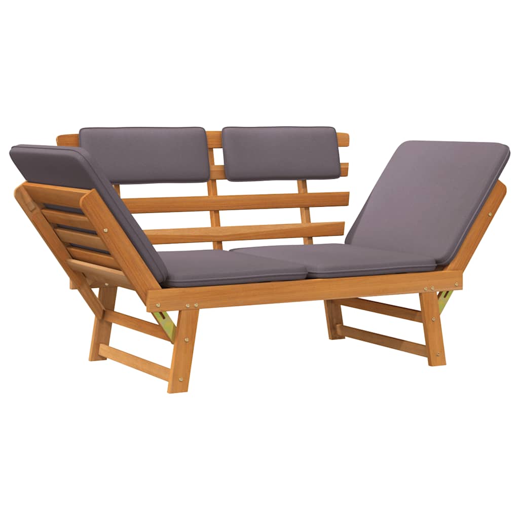 Gartenbank mit Auflagen 2-in-1 190 cm Grau Massivholz Akazie