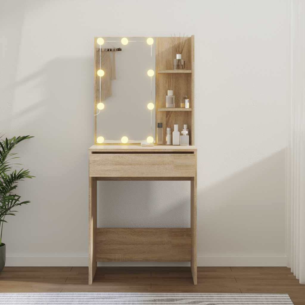 Schminktisch mit LED Weiß 60x40x140 cm