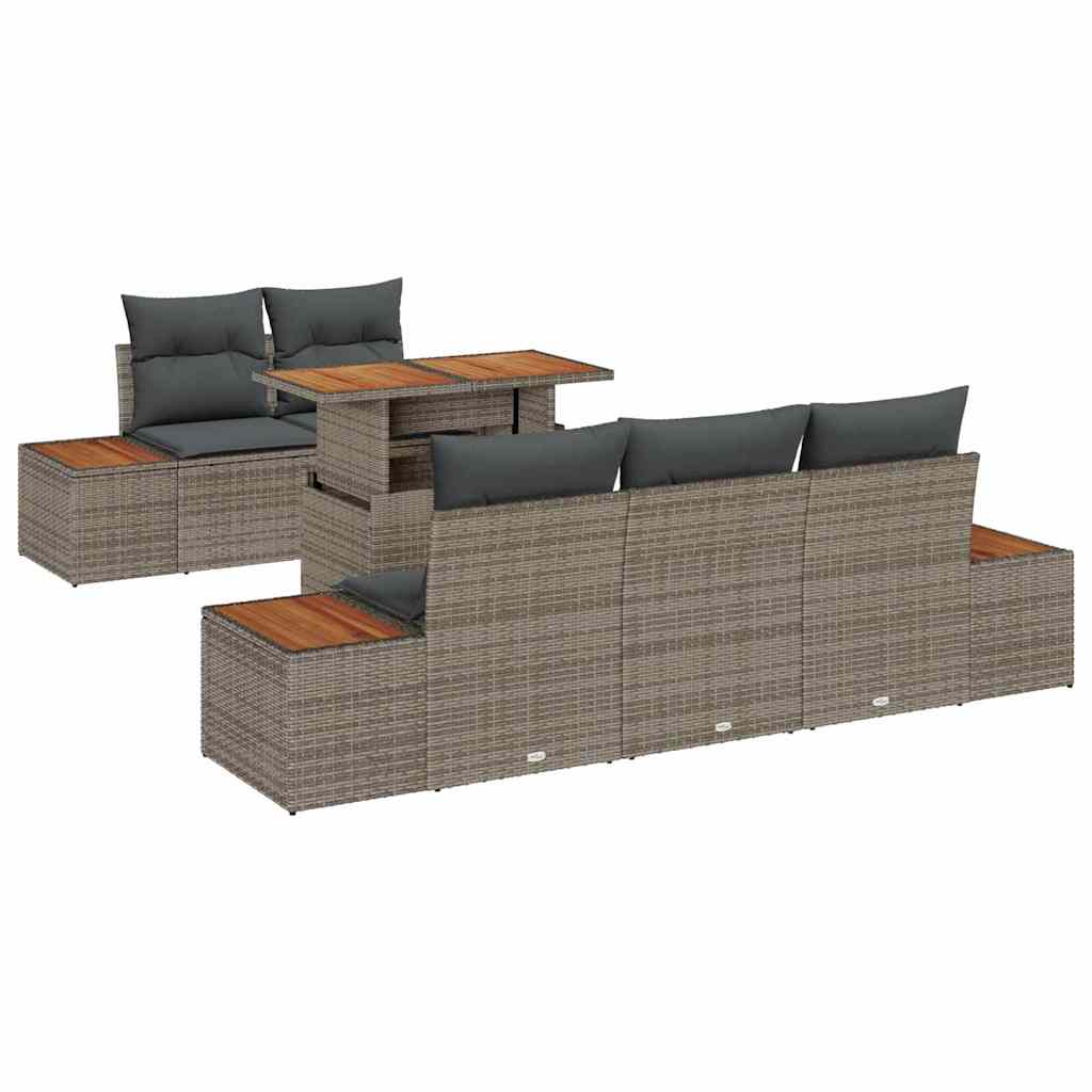 Garten Essgruppe mit Kissen 6 pcs Schwarz und Beige