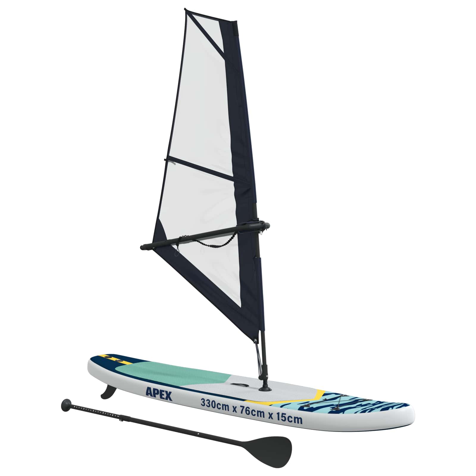 Aufblasbares SUP-Board mit Segel HYDROS 330 x 76 x 15 cm Türkis