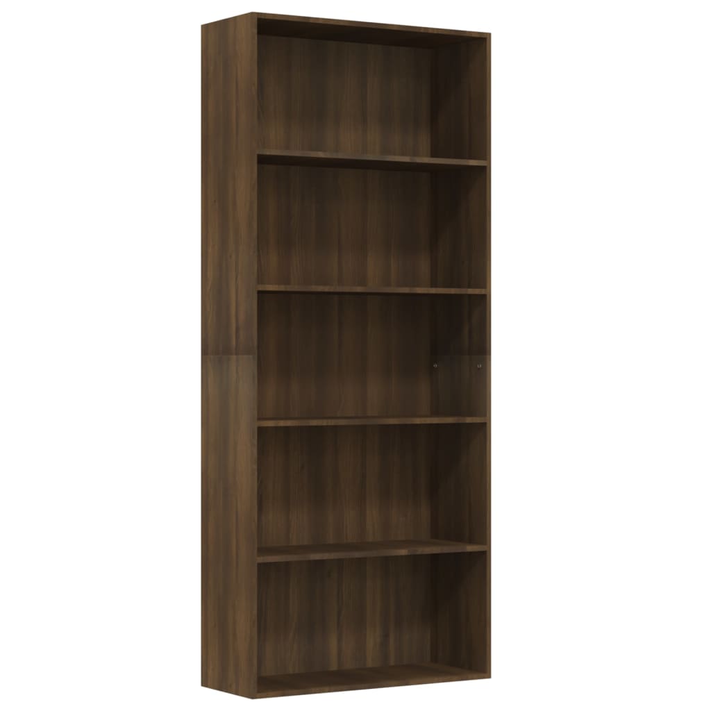 Bücherregal Schwarz Eichen-Optik 80x30x189 cm Holzwerkstoff