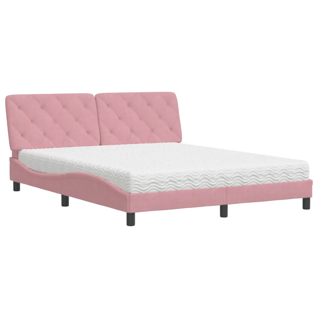 Bett mit Matratze Hellgrau 80x200 cm Samt