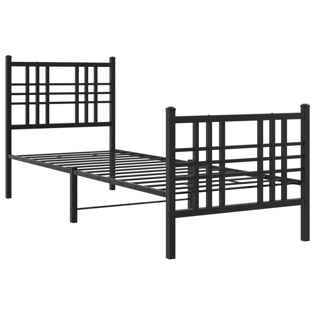 Bettgestell mit Kopf- und Fußteil Metall Schwarz 90x200 cm