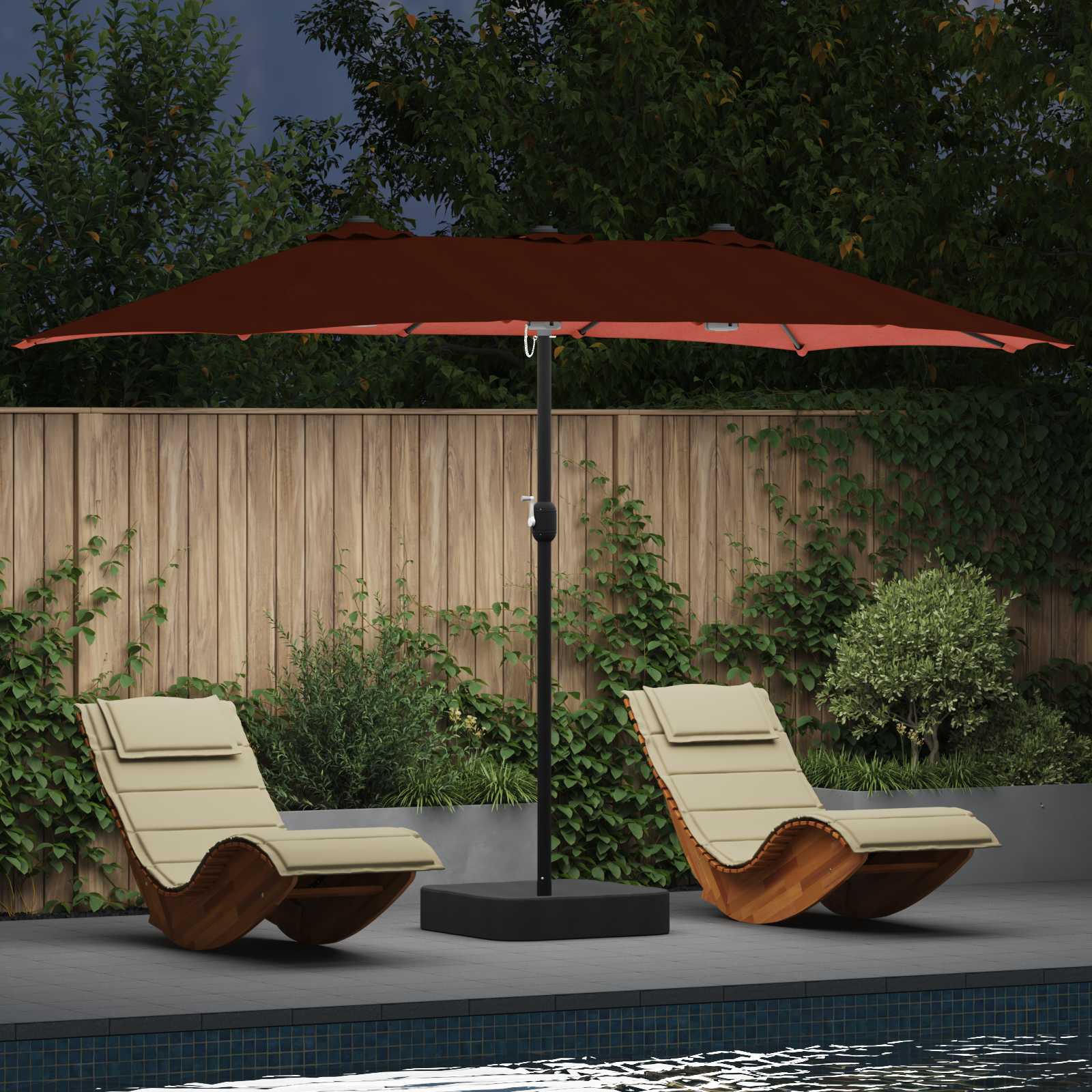 Garten-Sonnenschirm Sand und Anthrazit 385 x 209 x 244 cm