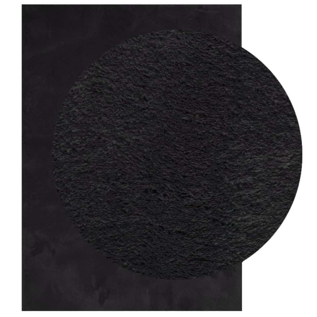 Teppich HUARTE Kurzflor Weich und Waschbar Anthrazit 60x110 cm