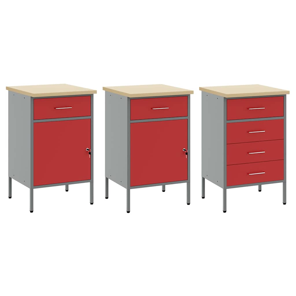 Arbeitsschrankset mit Schubladen mit Regal 8 pcs Grau