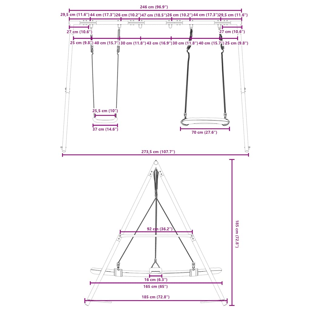Schaukel-Set mit 2 Schaukelsitzen