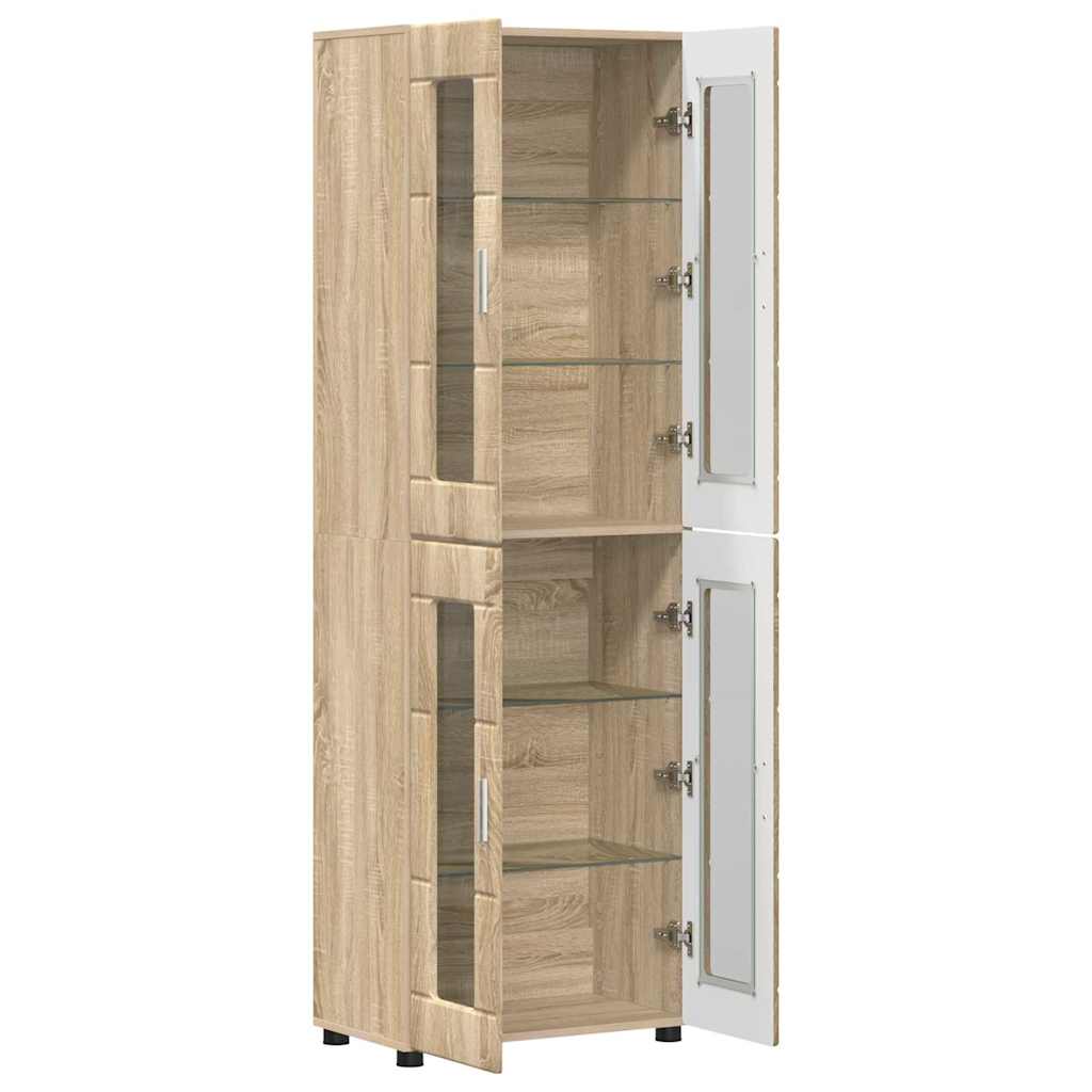 Highboard mit Regal FLORIN Weiß 60 x 35 x 182 cm Holzwerkstoff