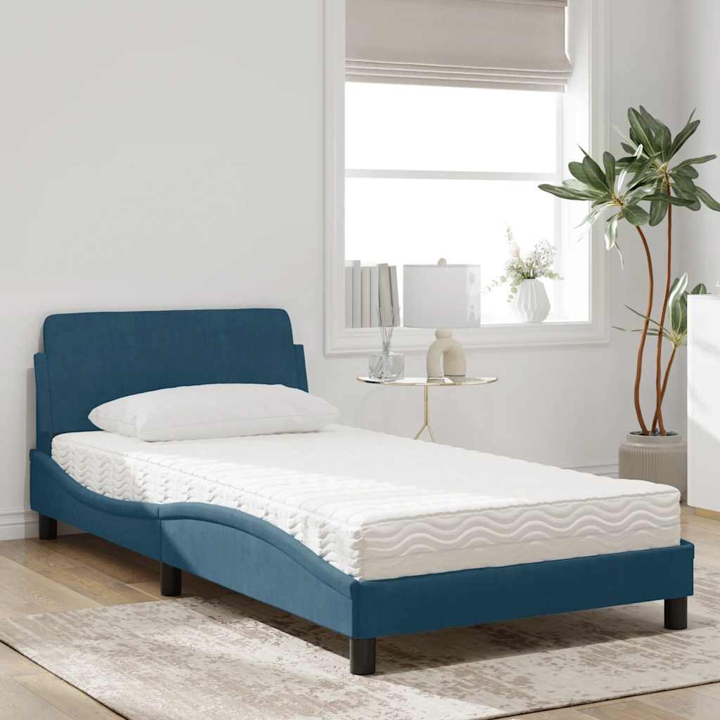 Bett mit Matratze "Dover" Hellgrau 80x200 cm Samt