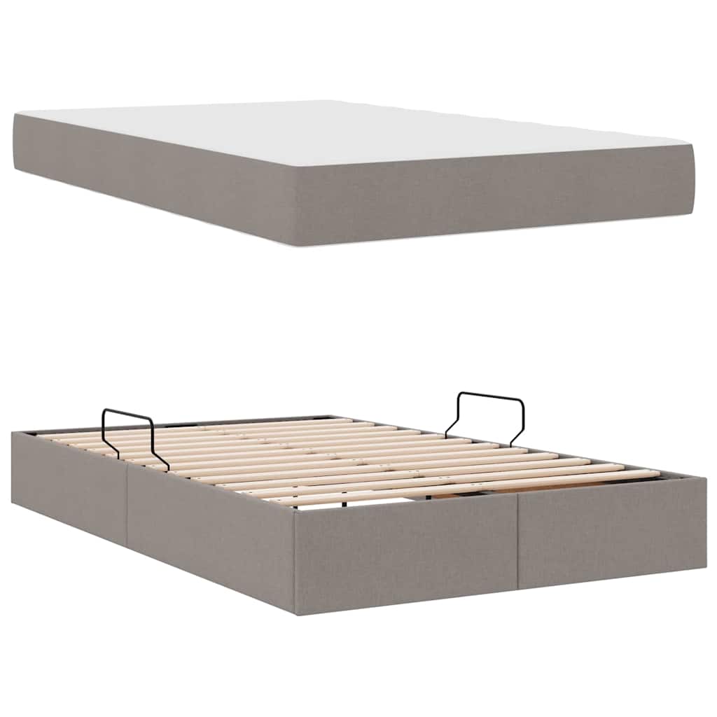 Aufbewahrungsbett mit Matratze Hellgrau 90 x 190 cm Polyester
