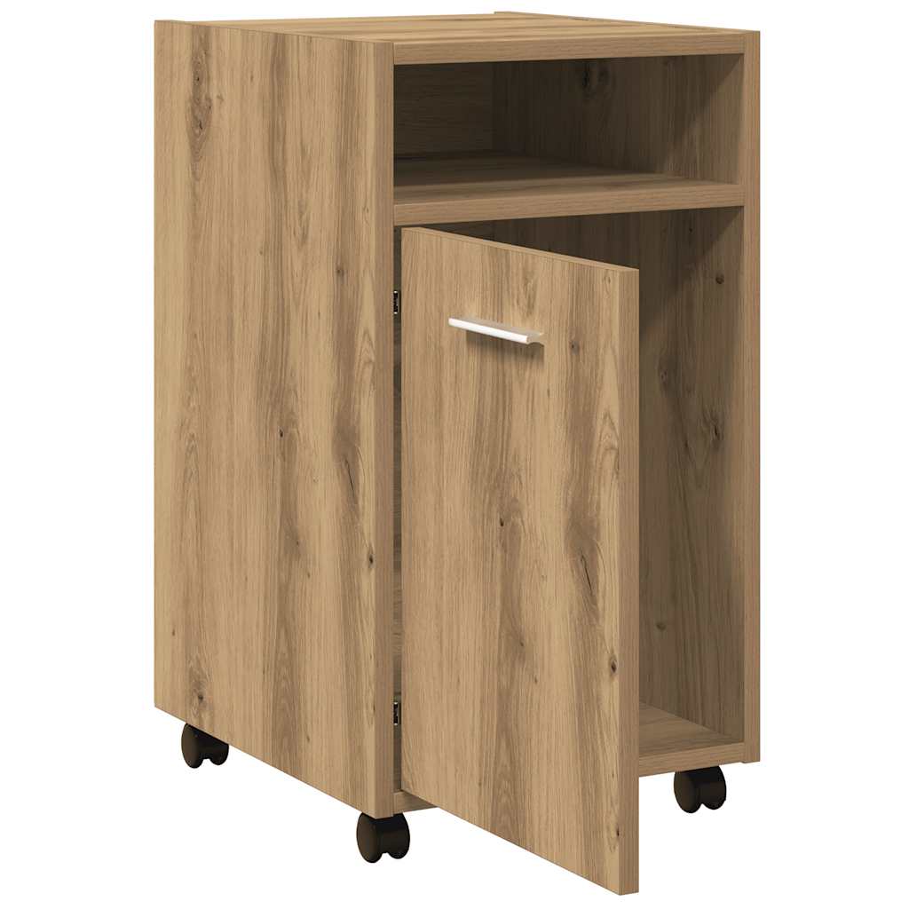 Beistellschrank mit Rollen Weiß 33x38x60 cm Holzwerkstoff