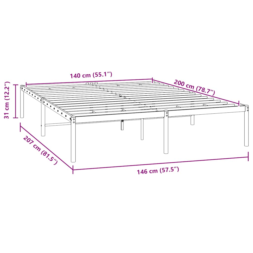 Bettgestell Metall Schwarz 75x190 cm