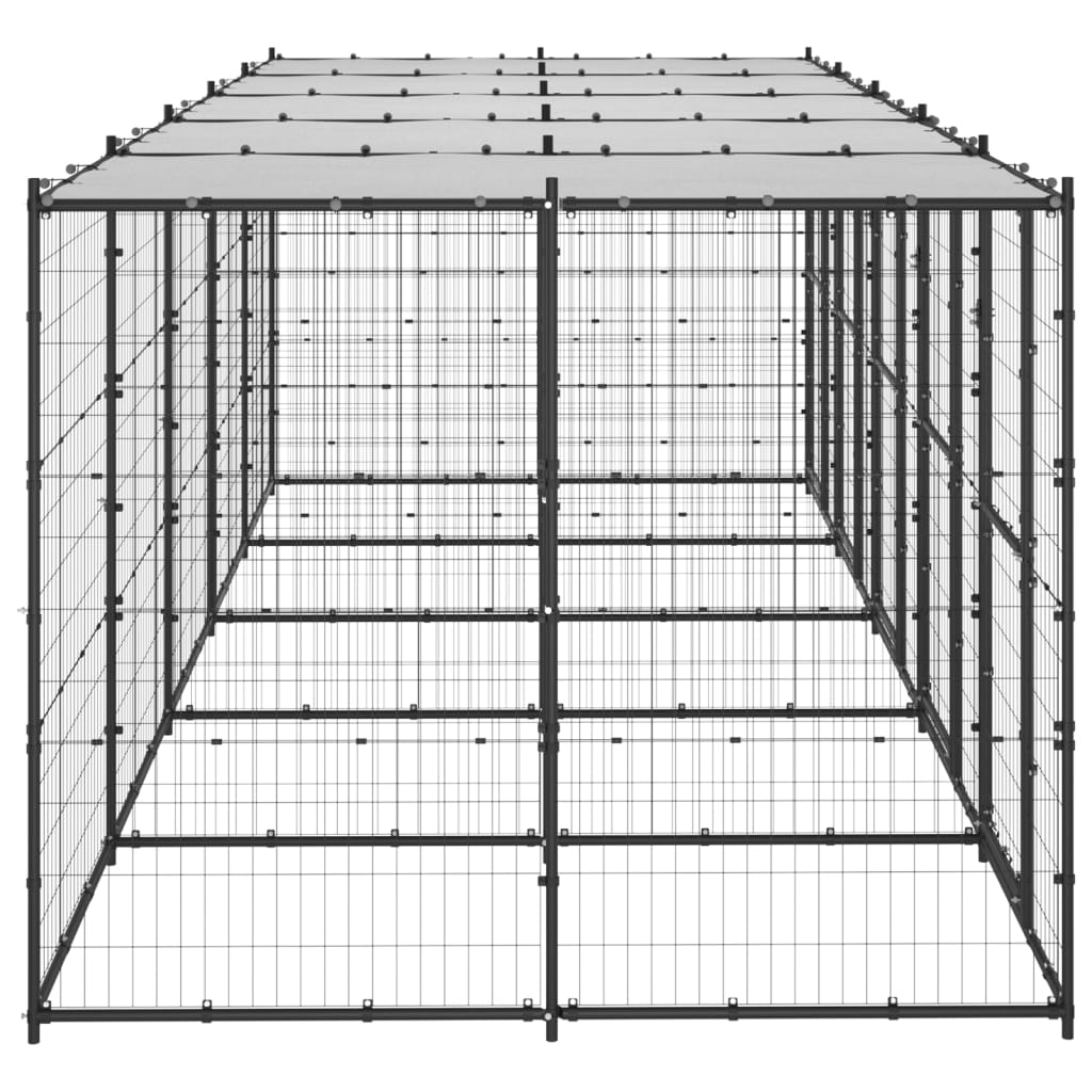 Outdoor-Hundezwinger Stahl mit Überdachung 110x220x180 cm