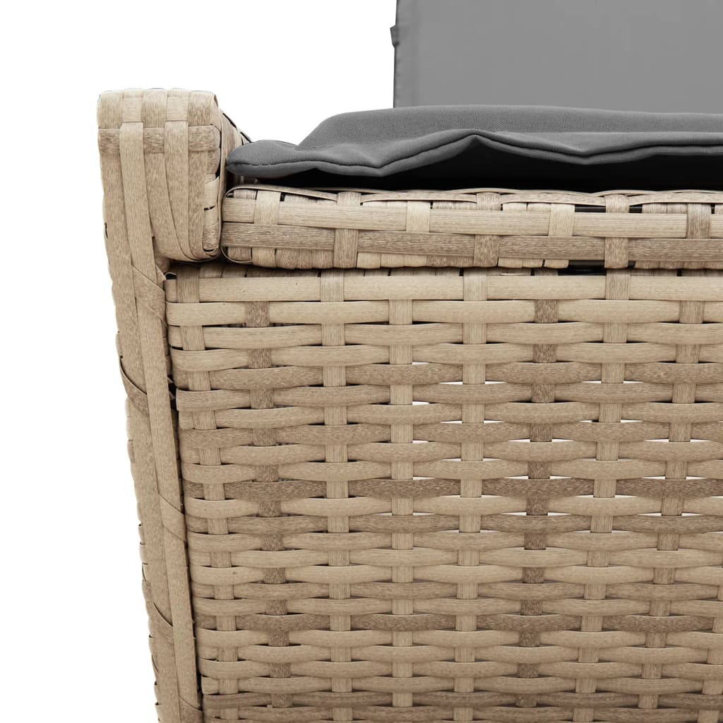 Doppel-Sonnenliege mit Kissen Schwarz Poly Rattan