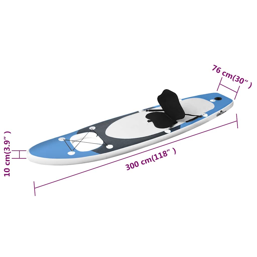 SUP-Board-Set Aufblasbar Blau 300x76x10 cm
