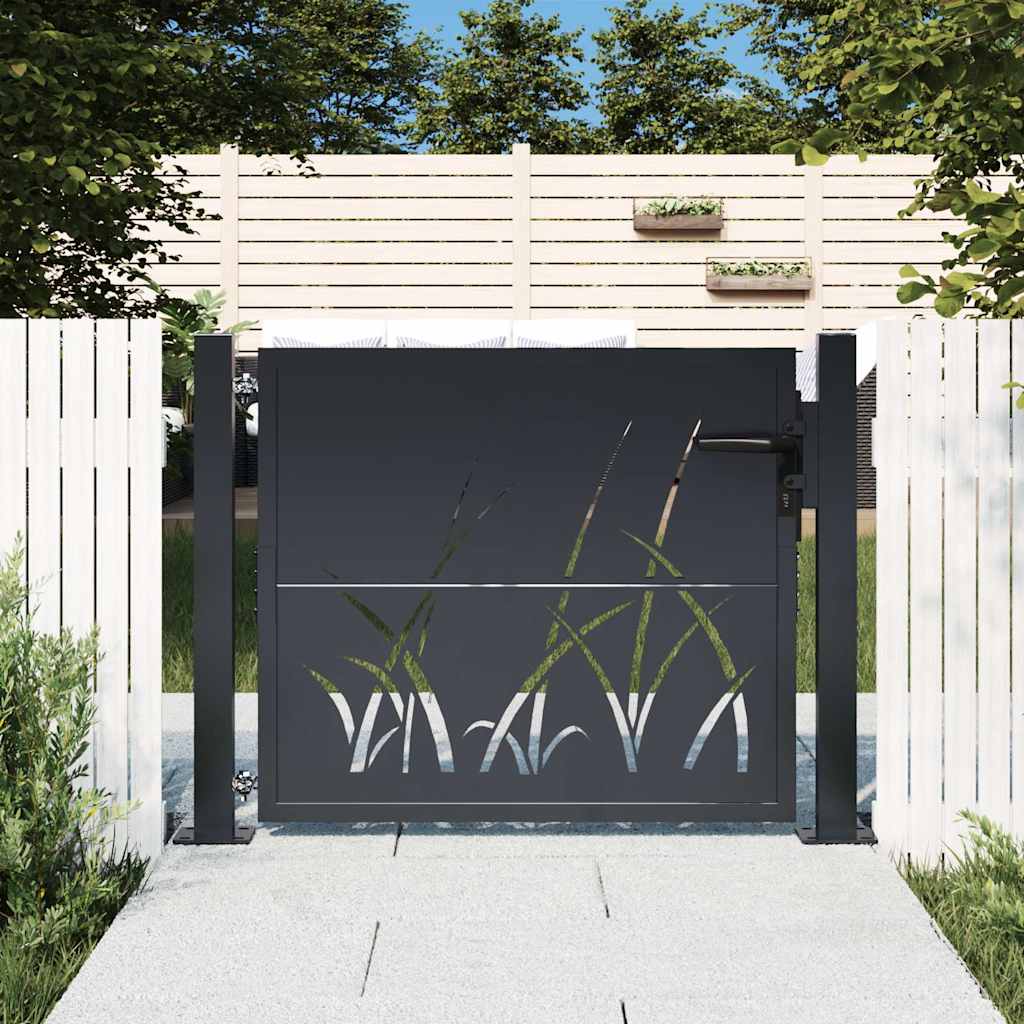 Gartentor Anthrazit 100x75 cm Stahl Gras-Design