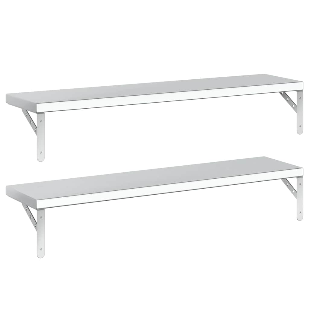 Wandregale 2 Stk. 100x40 cm Silbern Edelstahl