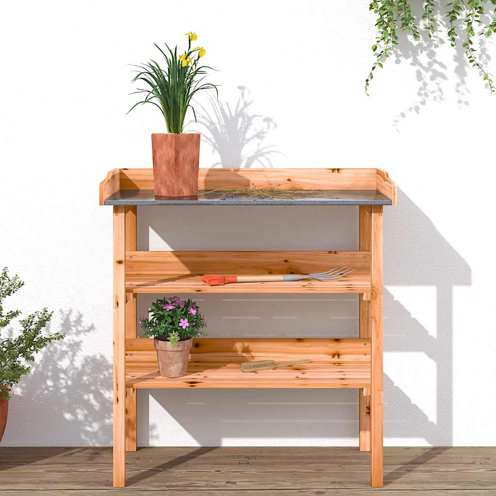 Pflanztisch mit Ablagen 78x38x82,5 cm Massivholz Tanne