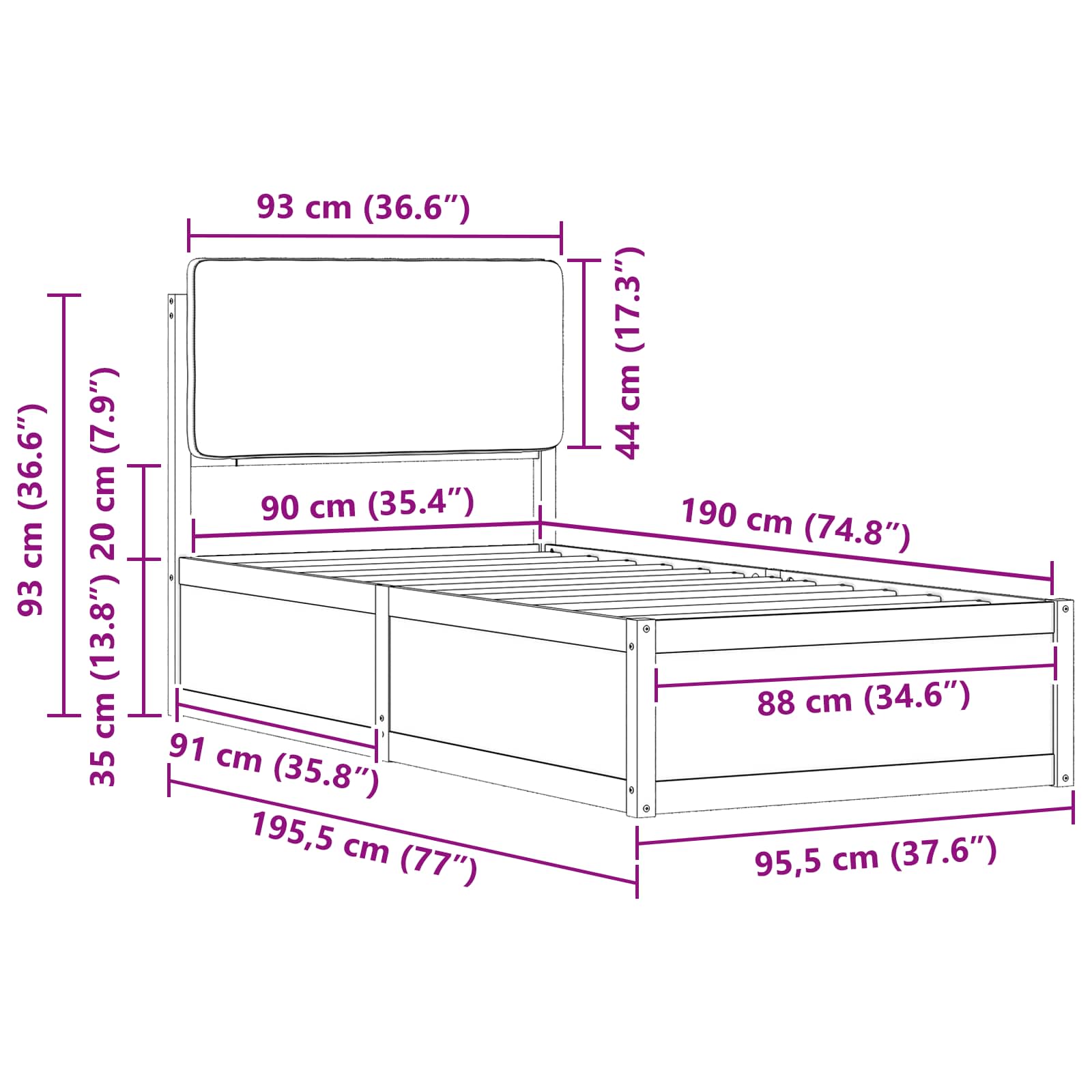 Bettgestell mit gepolstertem Kopfteil Hellgrau 200 x 200 cm