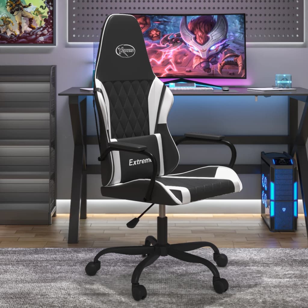 Gaming-Stuhl mit Massagefunktion Schwarz und Blau Kunstleder