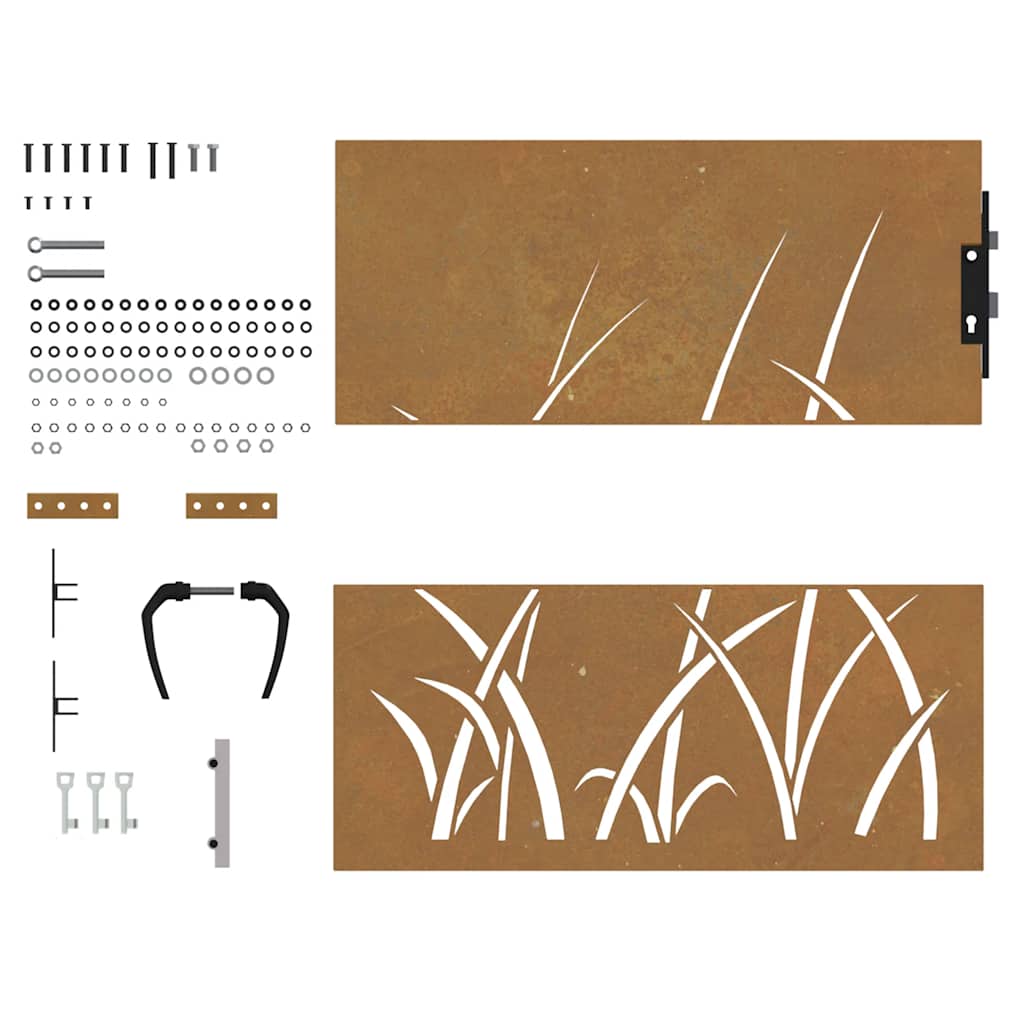 Gartentor 85x75 cm Cortenstahl Gras-Design