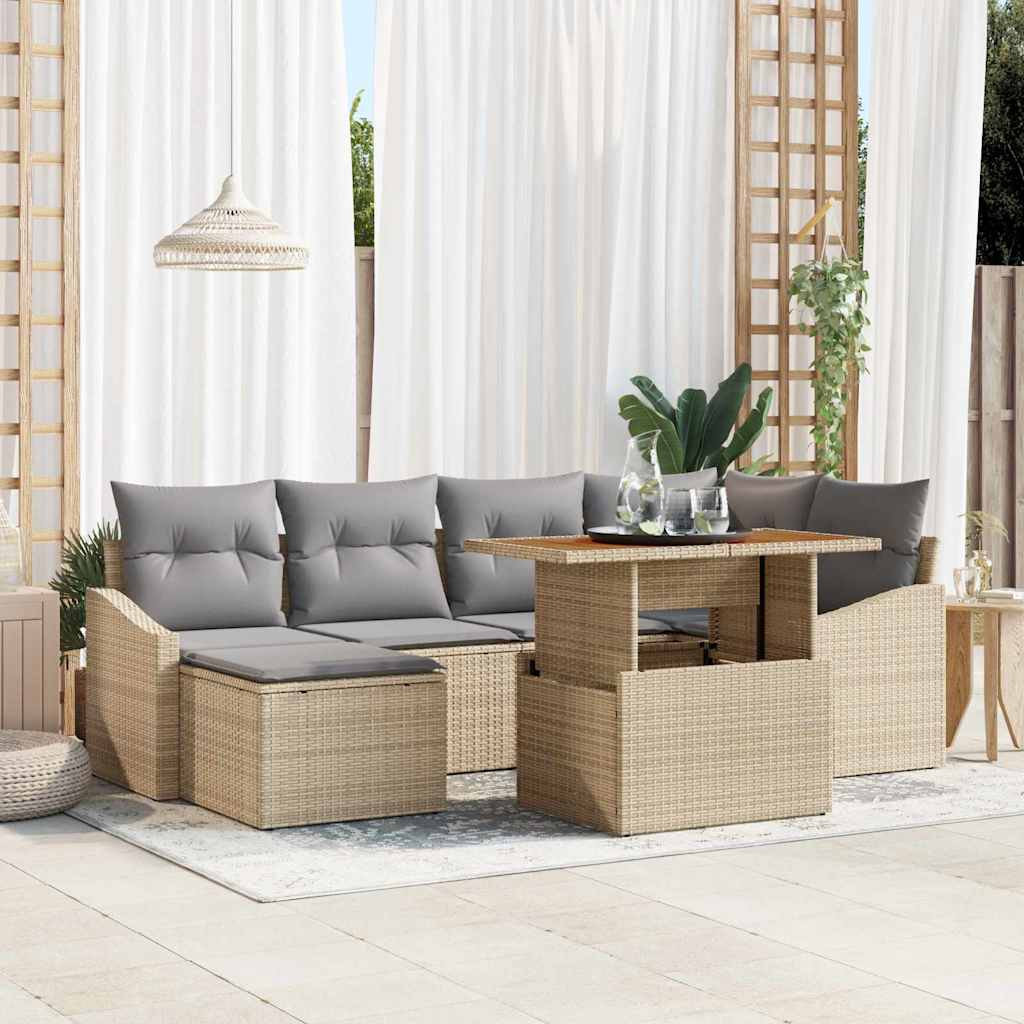 Garten Essgruppe mit Kissen 7 pcs Schwarz und Creme