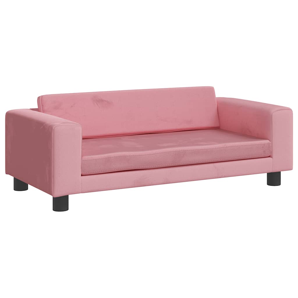 Kindersofa mit Hocker Blau 100x50x30 cm Samt