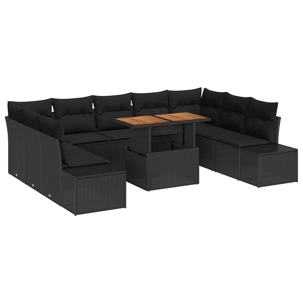 Garten Essgruppe mit Kissen 10 pcs Schwarz und Creme