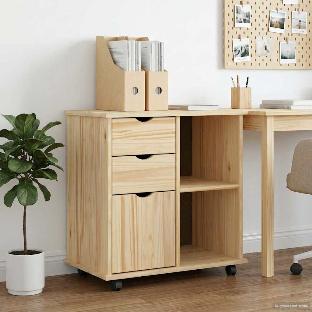Rollschrank Honigbraun 63,5 x 39 x 65,5 cm Massivholz Kiefer