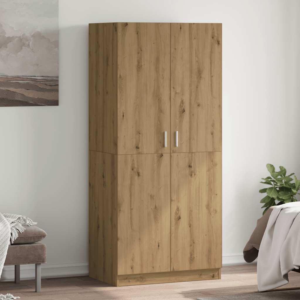 Kleiderschrank Weiß 90x52x200 cm Holzwerkstoff