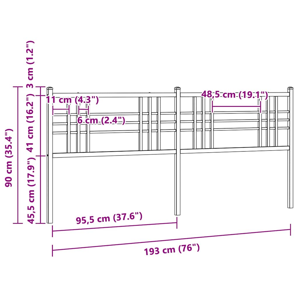 Ersatz-Kopfteil Metall Schwarz 100 cm