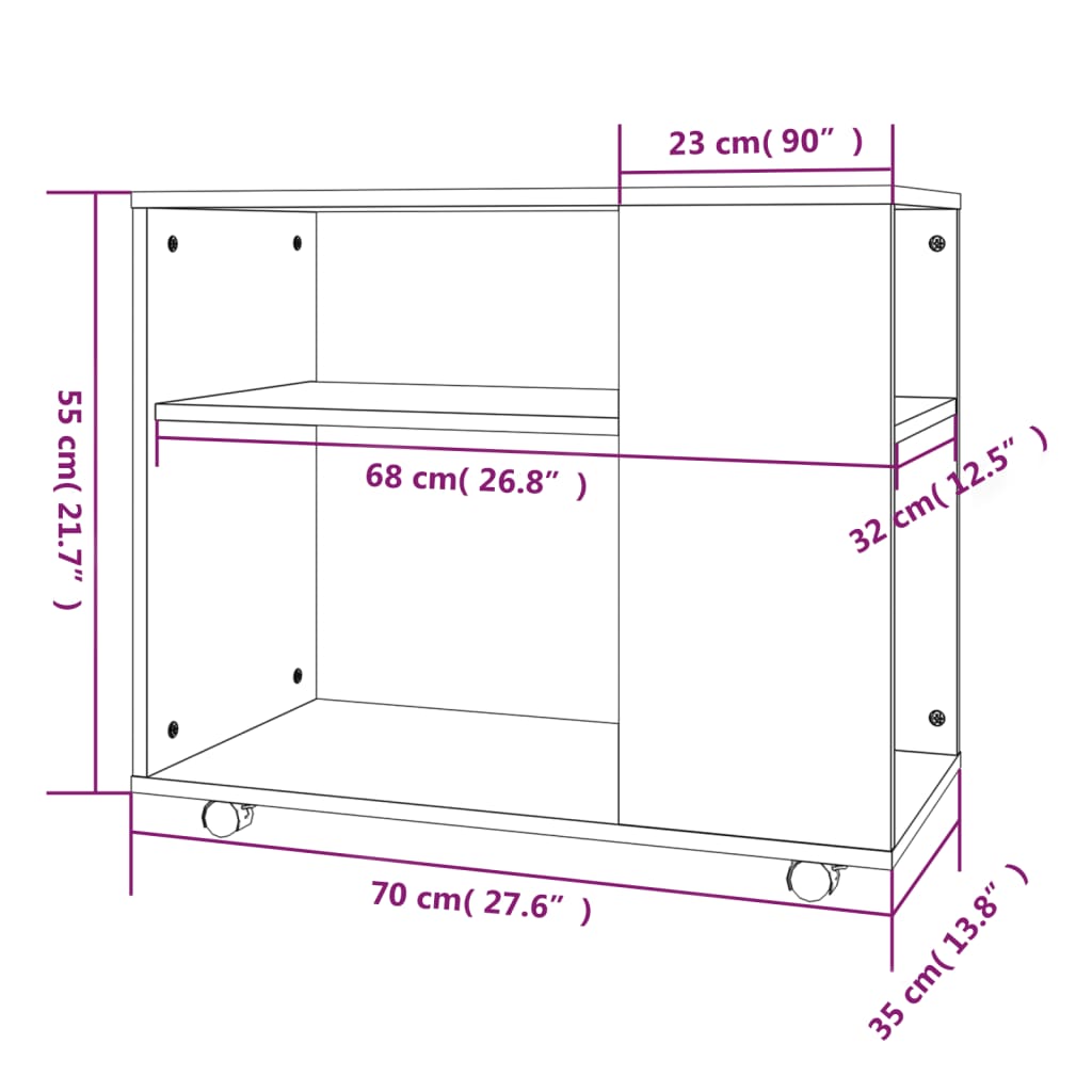 Beistelltisch Weiß 70x35x55 cm Holzwerkstoff