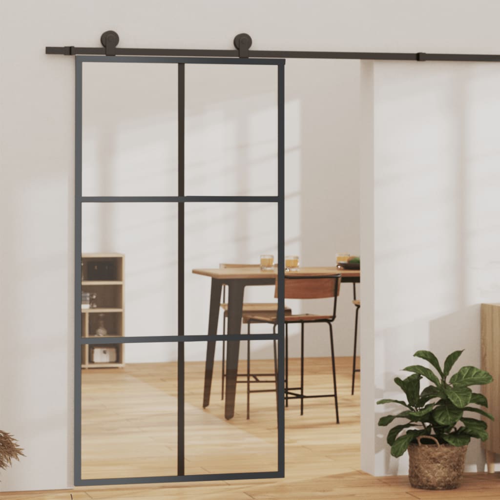 Schiebetür mit Beschlag ESG-Glas & Aluminium 76x205 cm