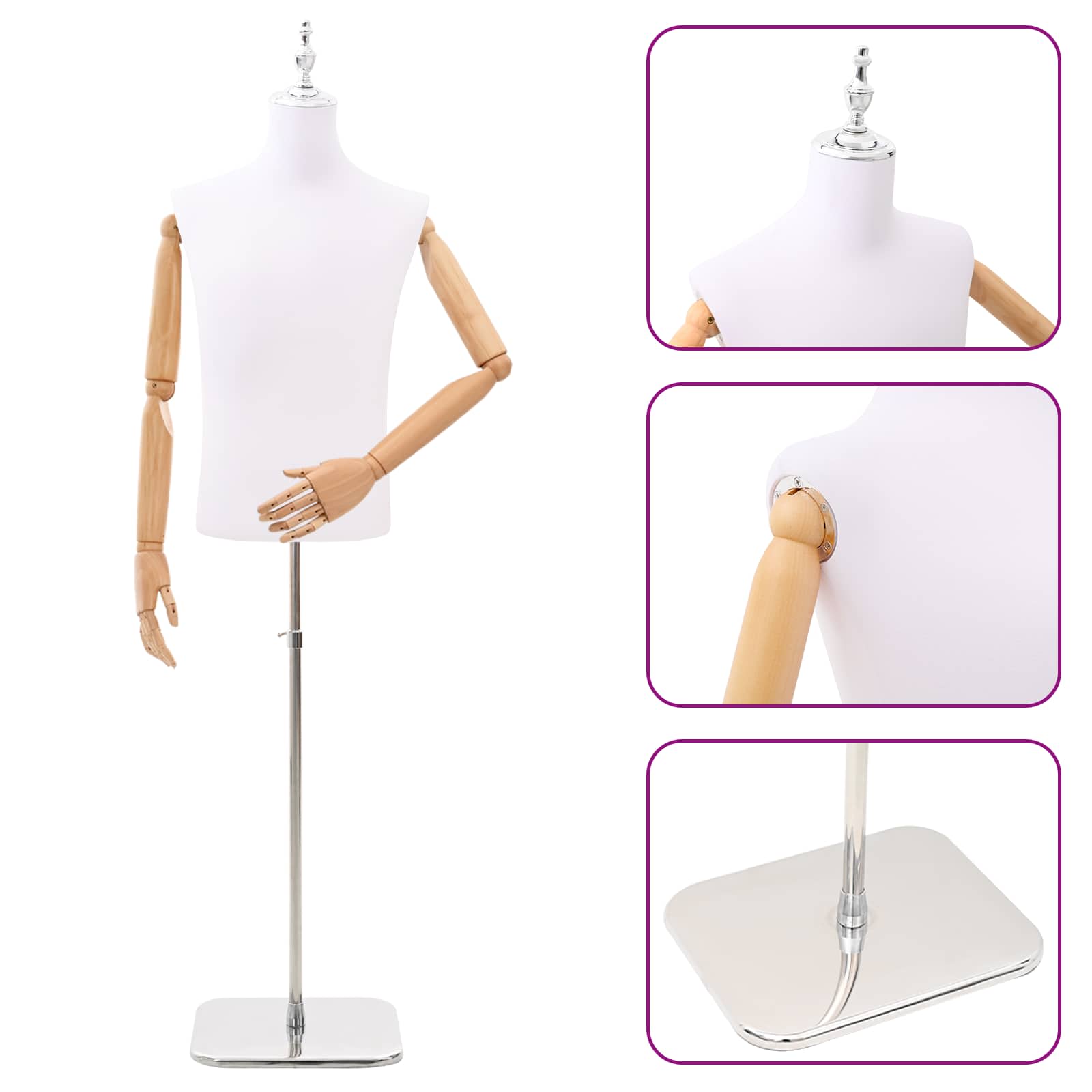 Verstellbare Mannequin 165-213 cm mit Fuß Weiblich PP Weiß