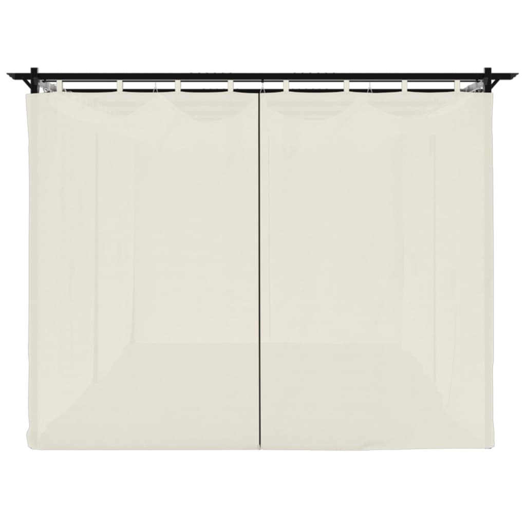 Pavillon mit Vorhängen Creme 3x3 m Stahl