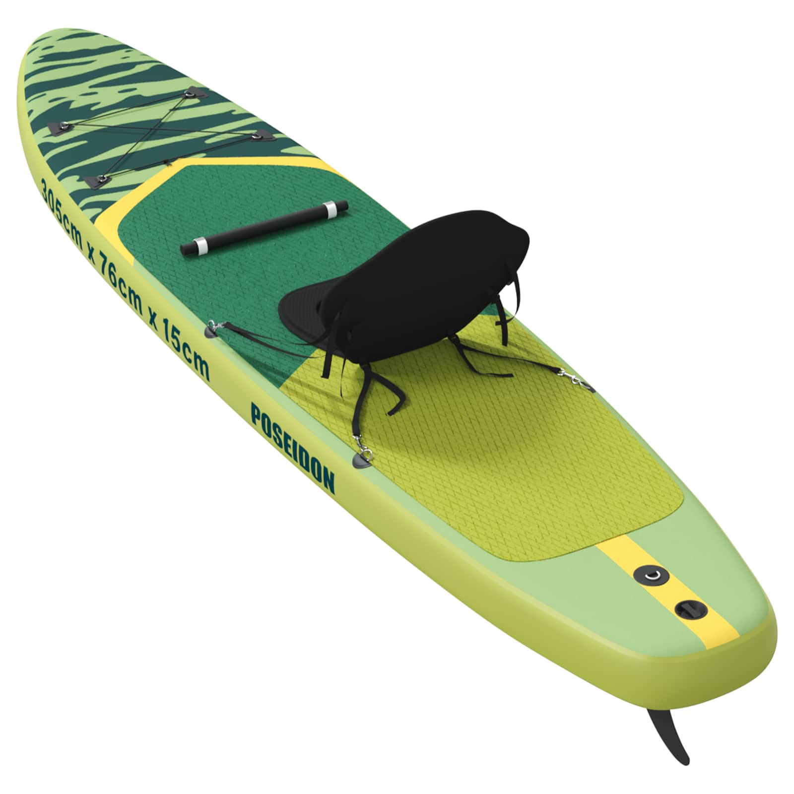 SUP Board mit Sitz 2-in-1 POSEIDON 305 x 76 x 15 cm Grün für