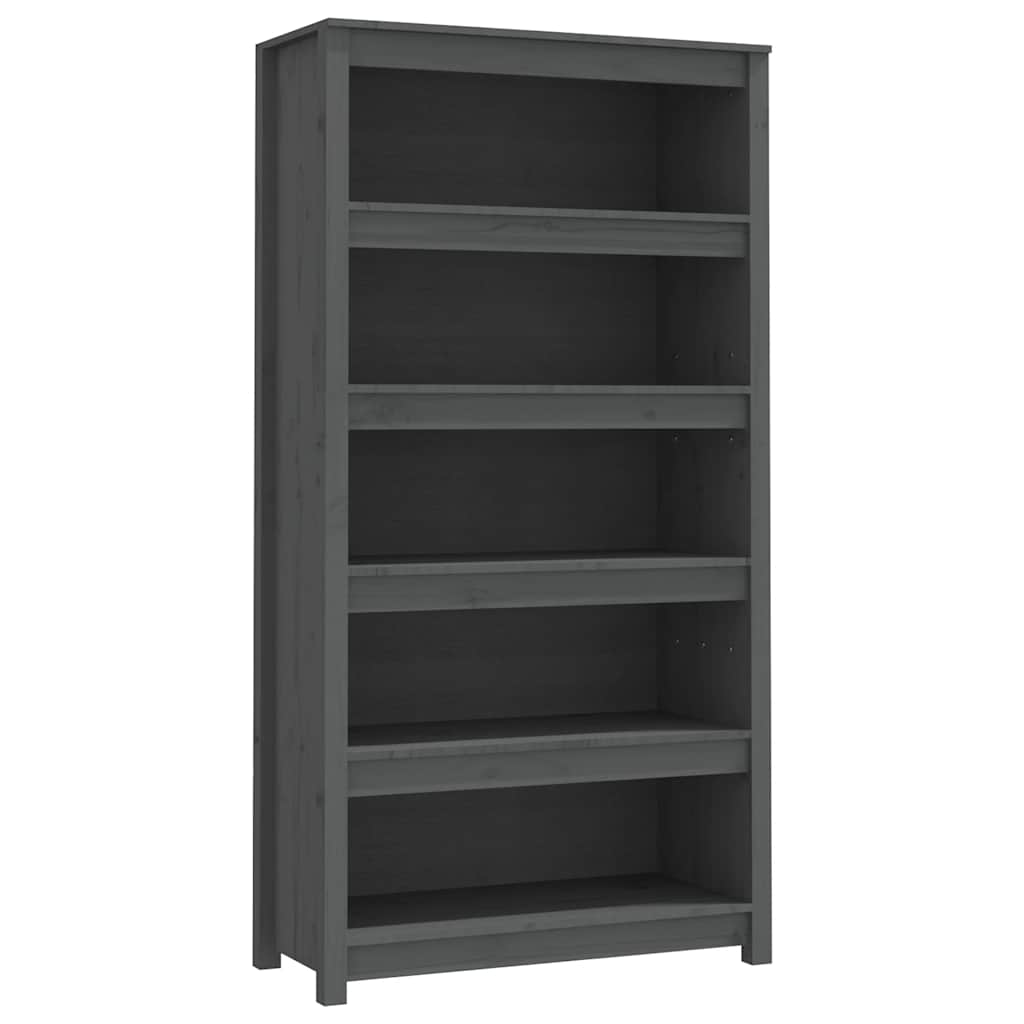 Bücherregal Grau 80x35x68 cm Massivholz Kiefer