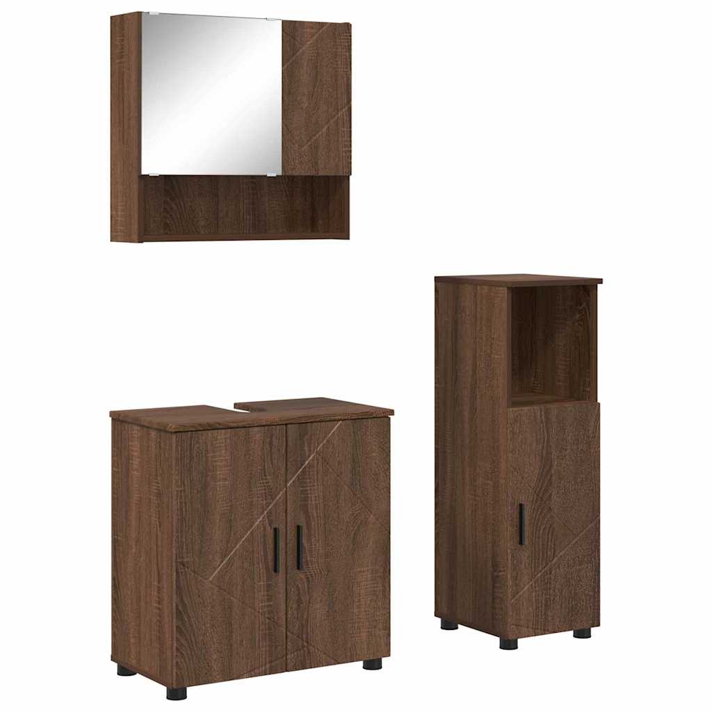 Badezimmermöbel-Set mit Tür 3 pcs Weiß Holzwerkstoff & Metall