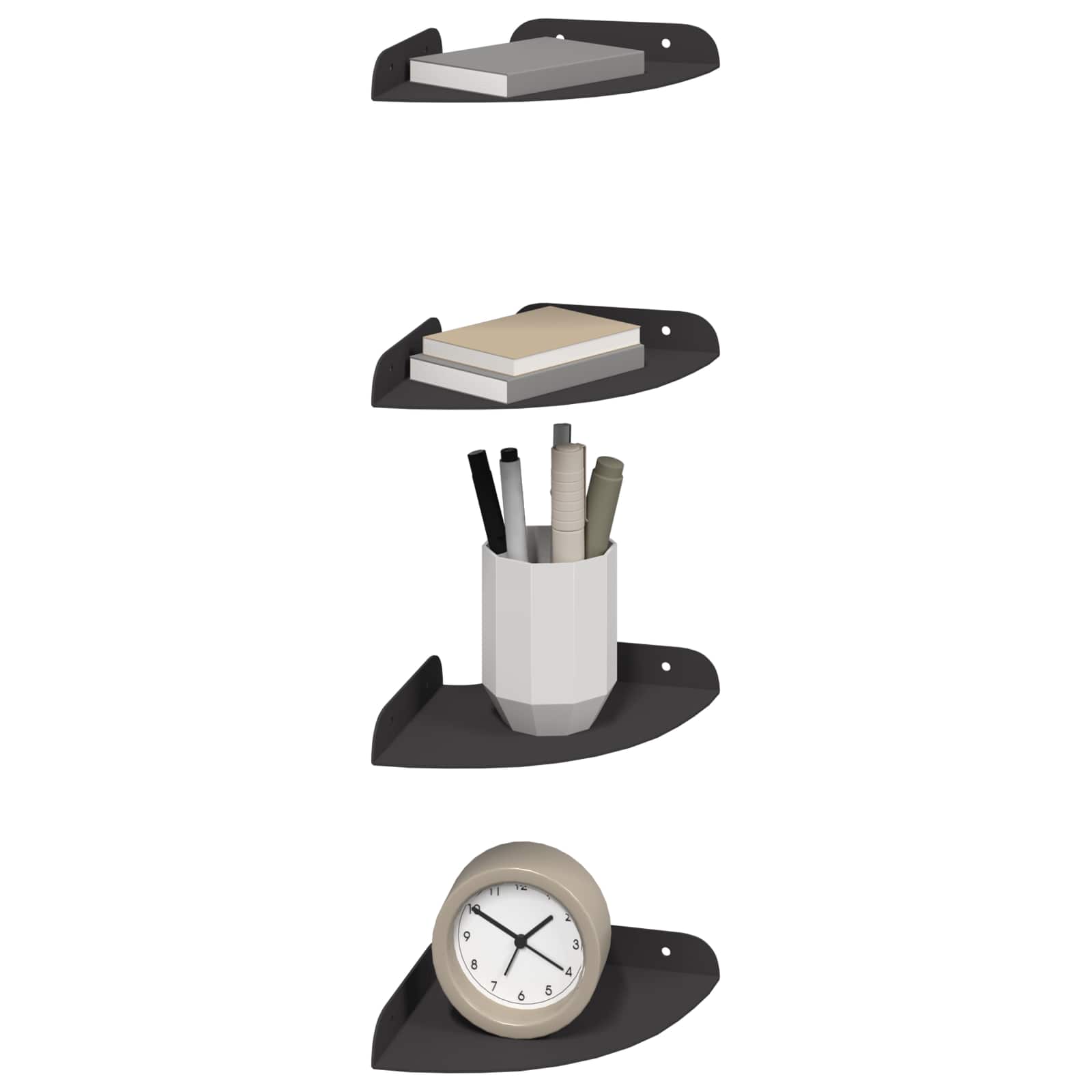 Schwebendes Regal mit Regal 2 pcs Schwarz 15 x 15 x 2 cm
